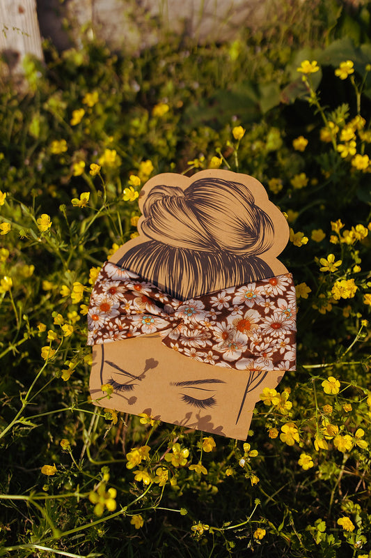Boho Brown Floral Twist Headband