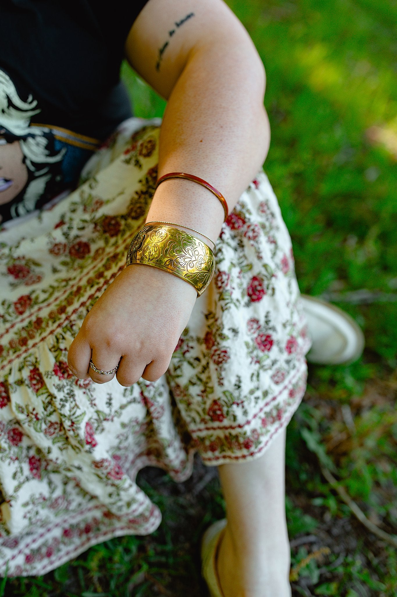 Brass Floral Bangle