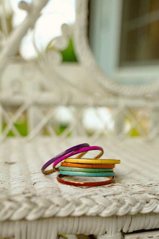 Brass with 7 Different Color Bone Bangle Set