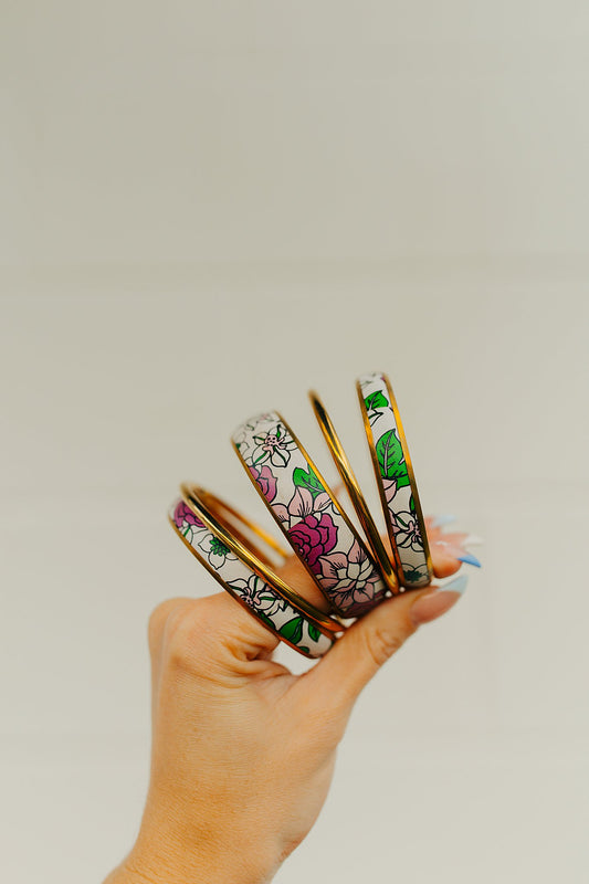 Floral Brass Bangle Set