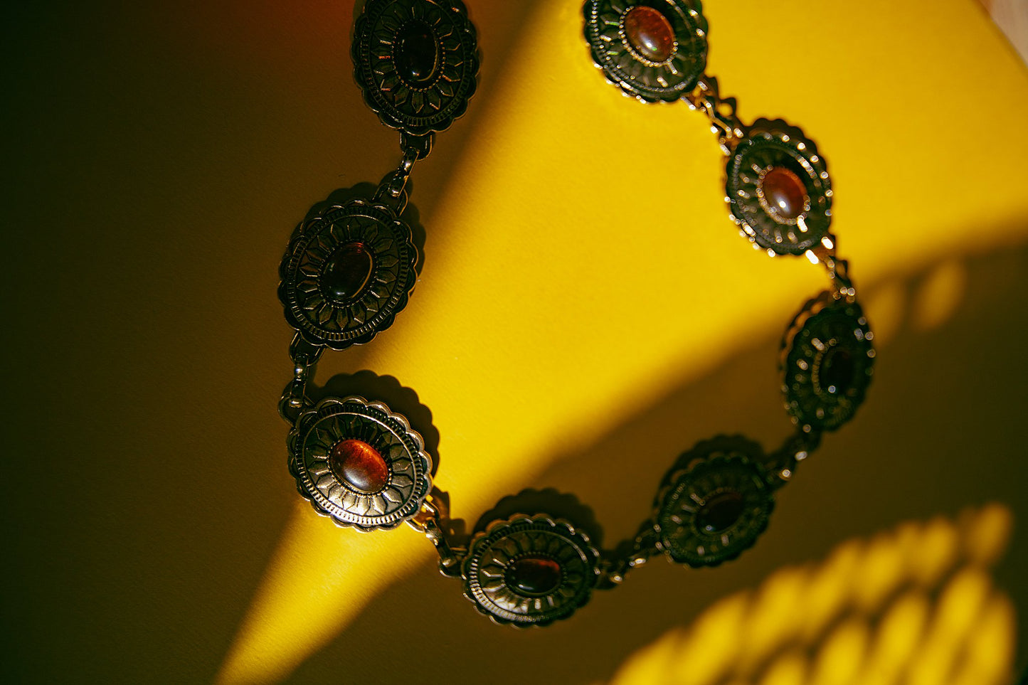Oval Amber Stud Concho Western Chain Belt