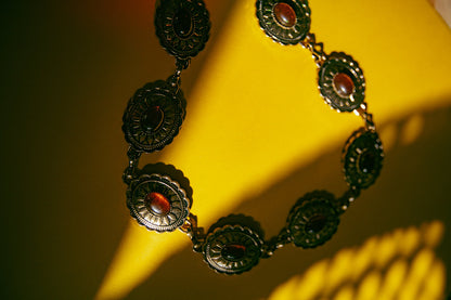 Oval Amber Stud Concho Western Chain Belt