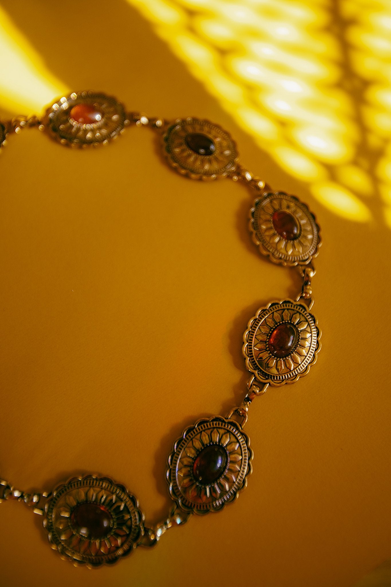 Oval Amber Stud Concho Western Chain Belt