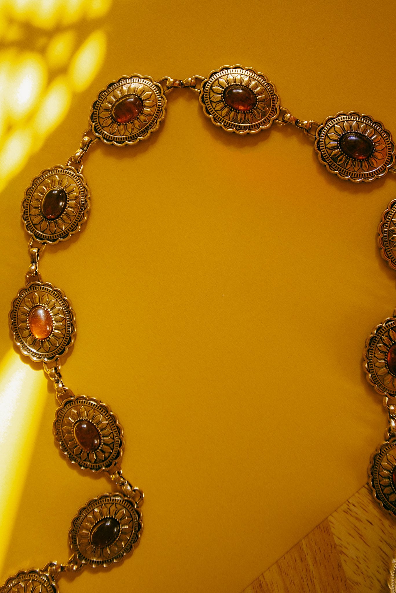 Oval Amber Stud Concho Western Chain Belt
