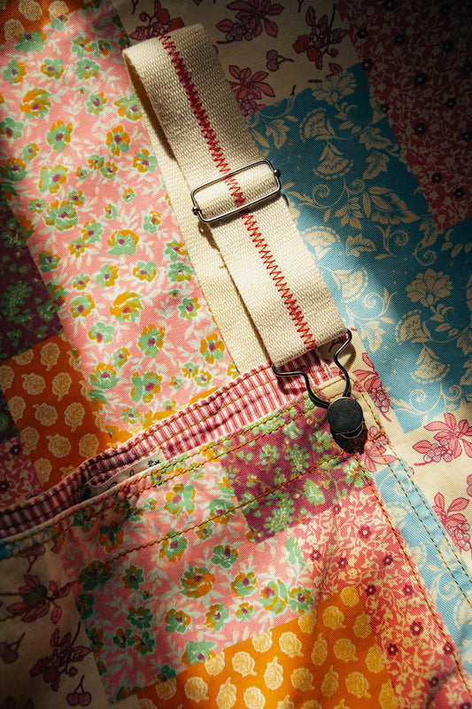 Patchwork Print Overalls Oversized