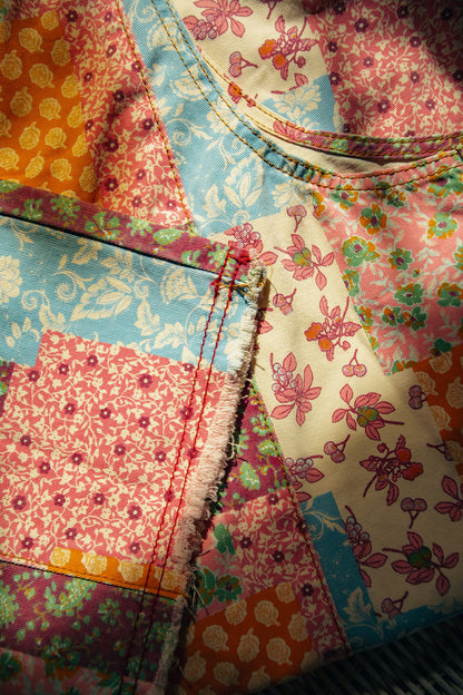 Patchwork Print Overalls Oversized