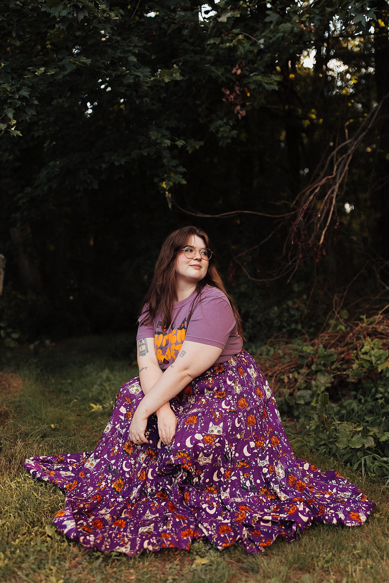Celestial Cat Skirt Purple