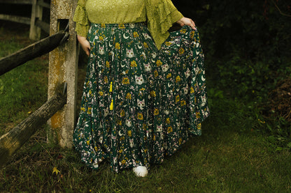 Celestial Cat Skirt Green