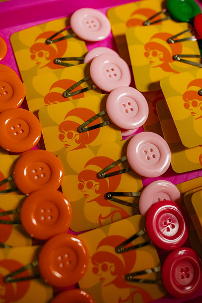 Button Hairclip Set