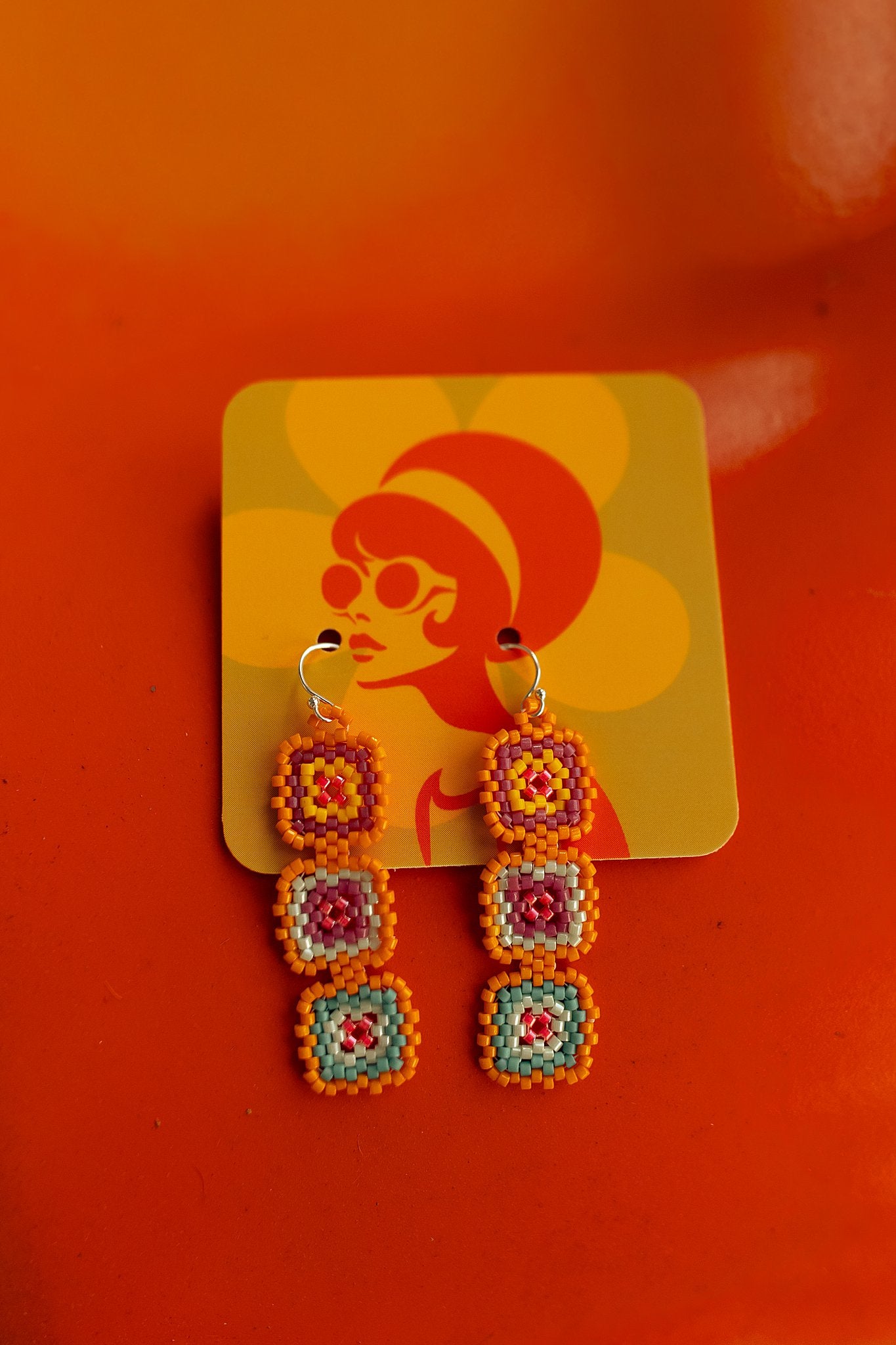 Granny Square Bead Earrings Fall