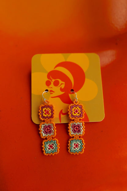 Granny Square Bead Earrings Fall