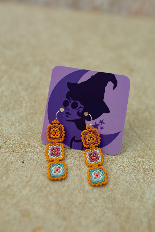 Granny Square Bead Earrings Fall