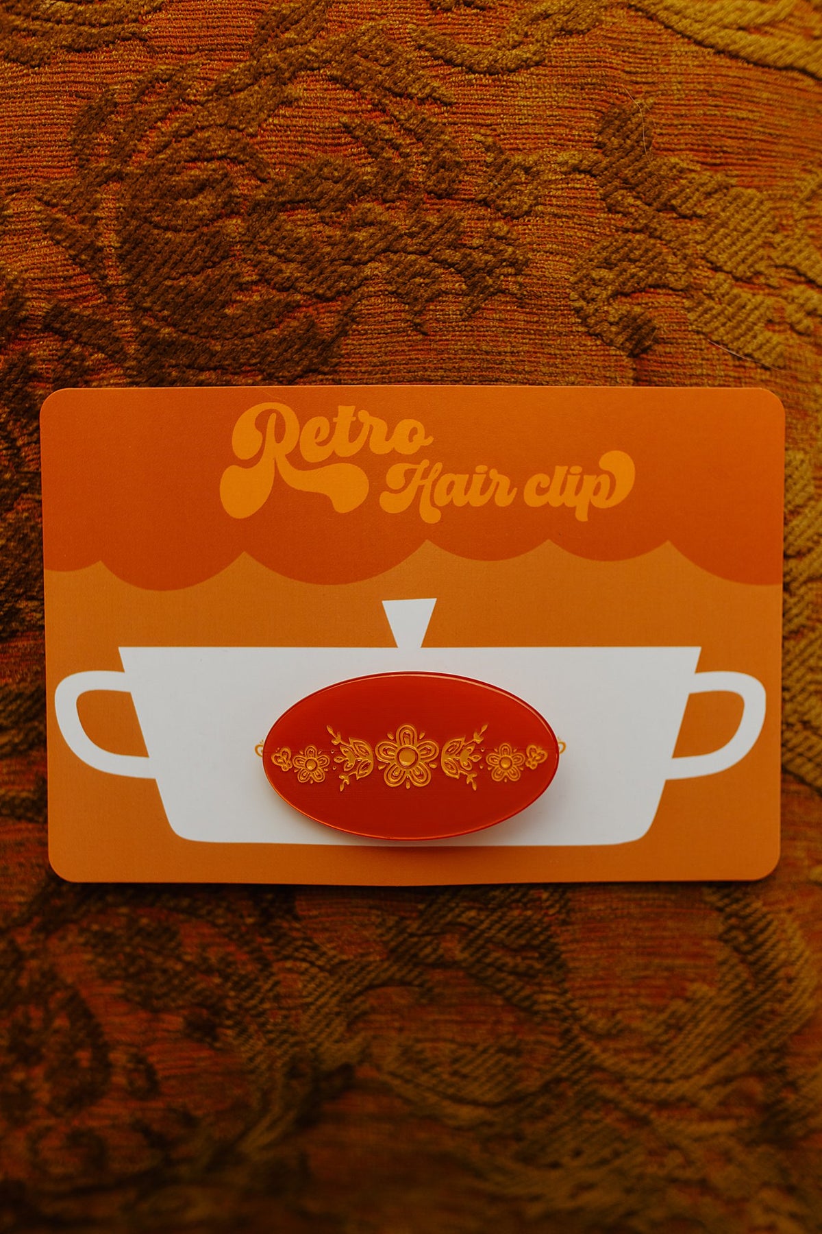 Orange Retro Floral Hair Clip