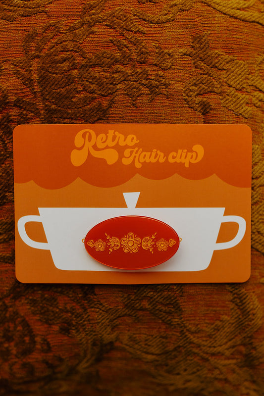 Orange Retro Floral Hair Clip