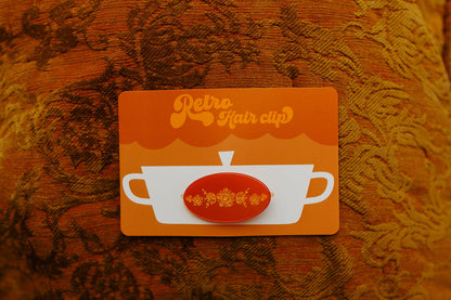 Orange Retro Floral Hair Clip