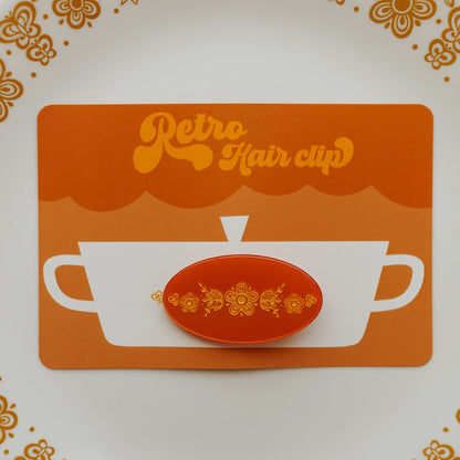 Orange Retro Floral Hair Clip