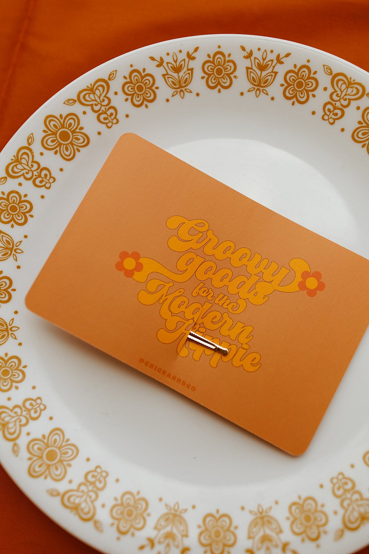 Orange Retro Floral Hair Clip