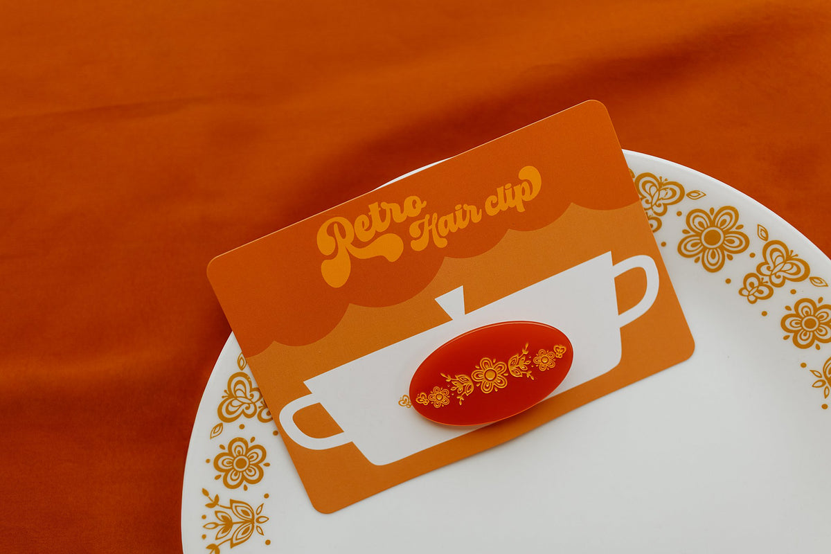 Orange Retro Floral Hair Clip