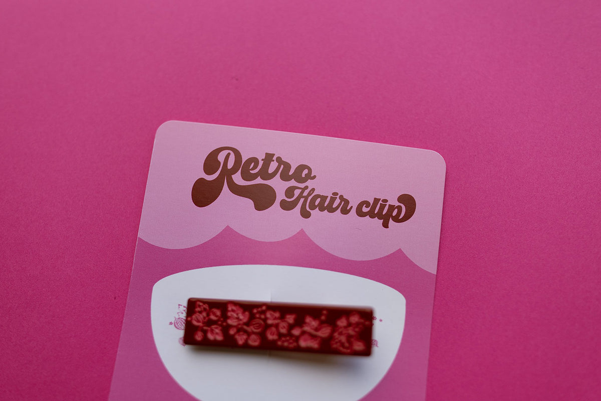 Maroon Retro Floral Hair Clip Set