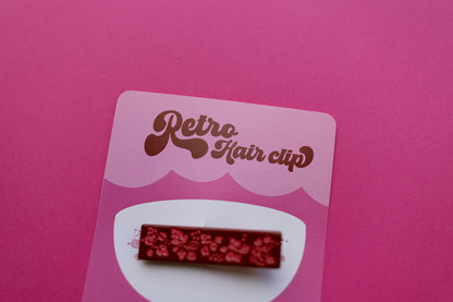 Maroon Retro Floral Hair Clip Set