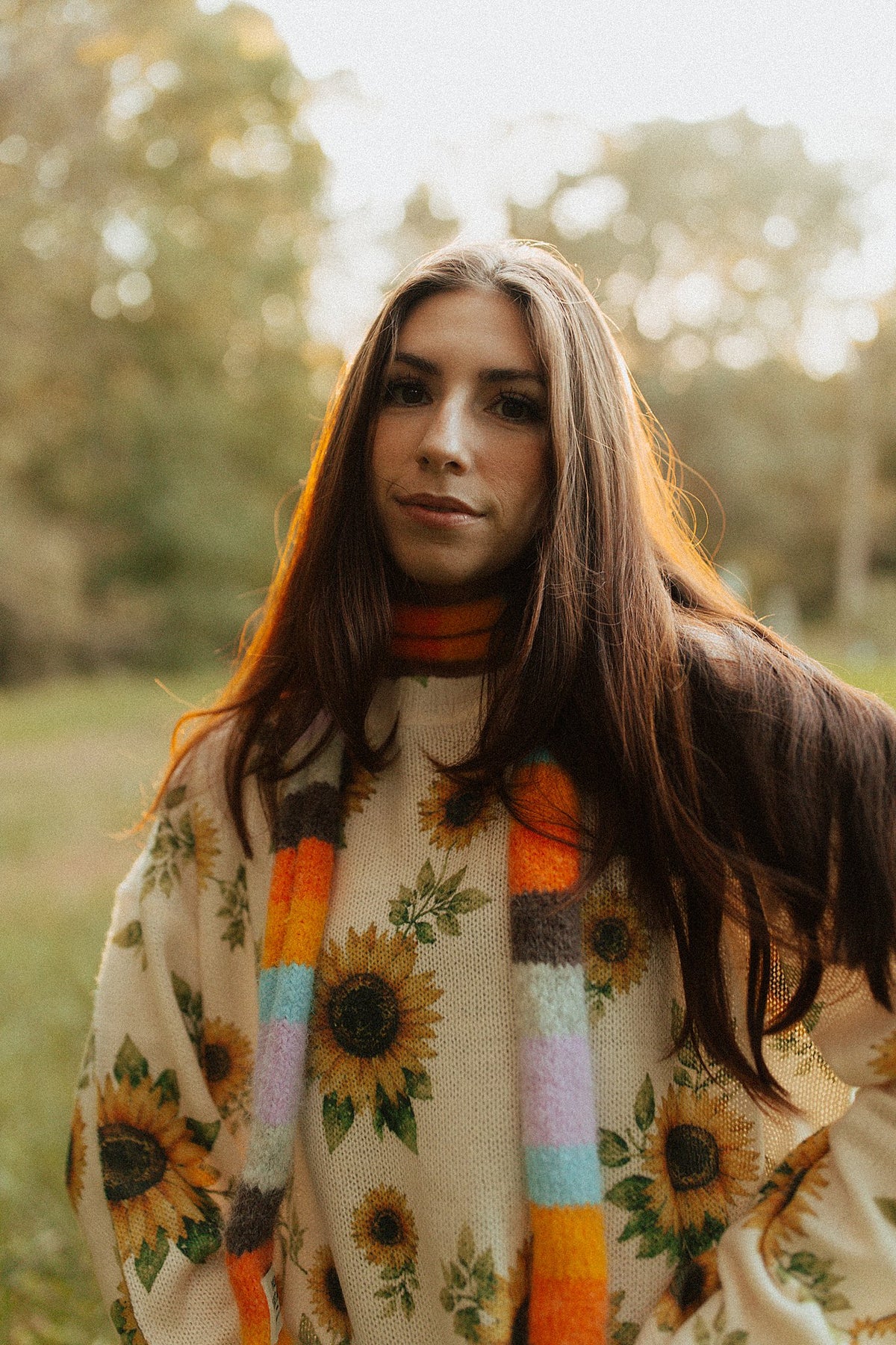 Stripe Fuzzy Knit Skinny Scarf Retro