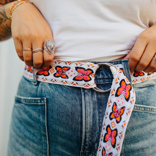 Embroidered Butterfly Belt