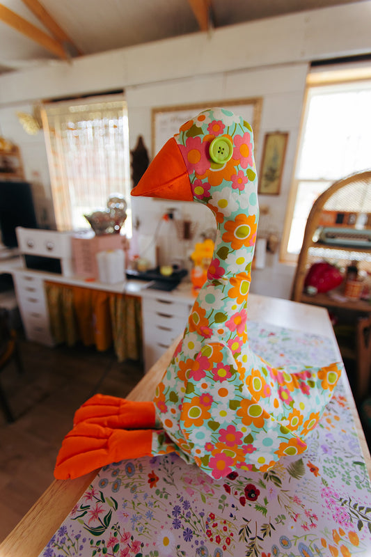 Flower Power Goose Stuffy Handmade