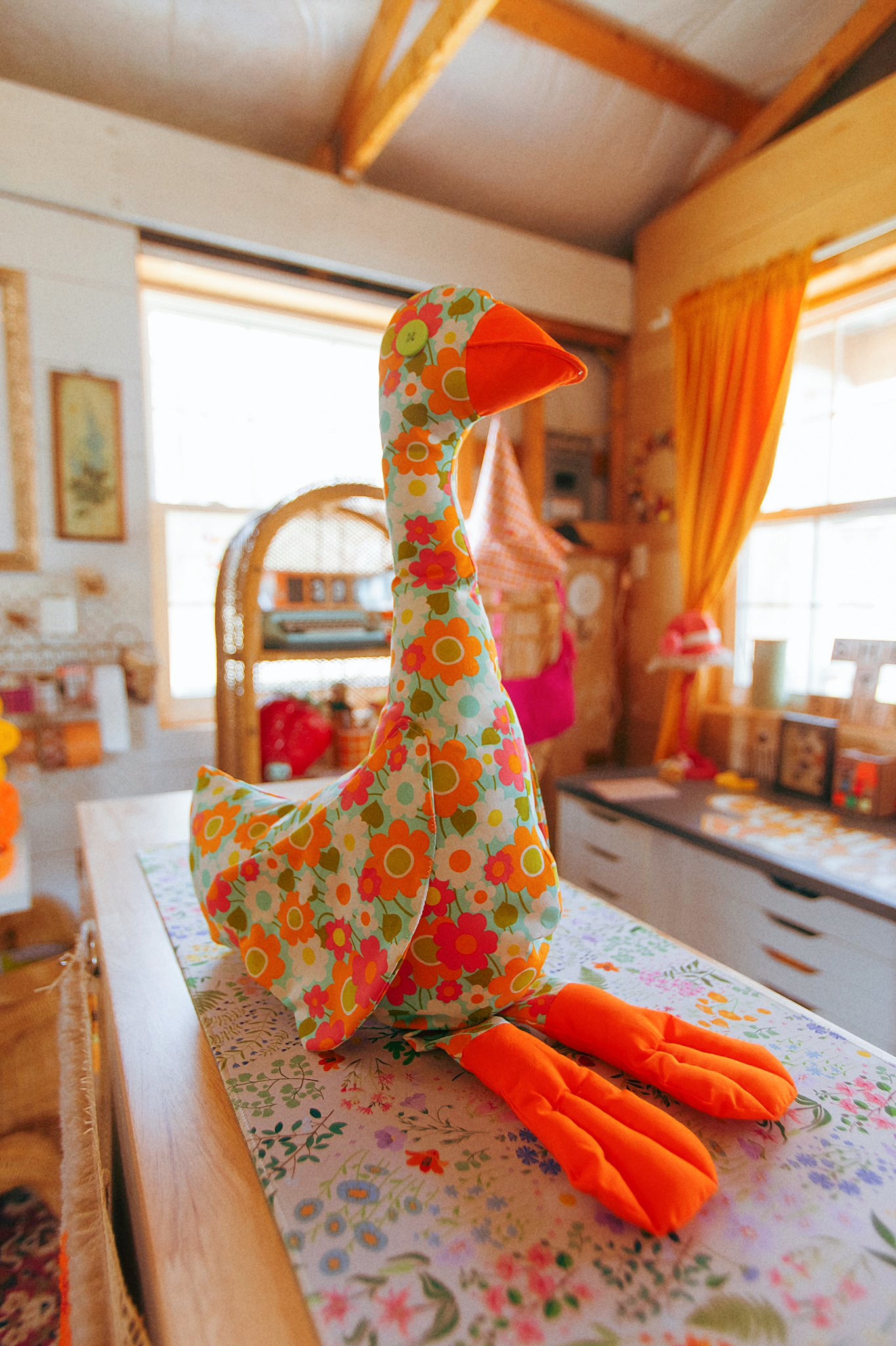 Flower Power Goose Stuffy Handmade