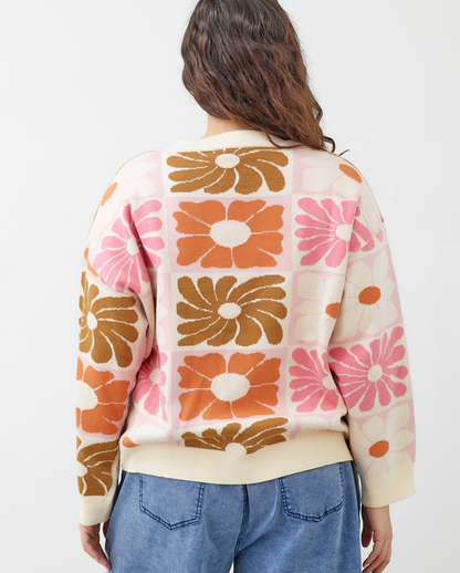 Groovy Floral Sweater PLUS Preorder 1XL-3XL