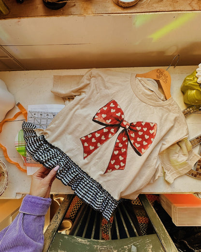 Heart Bow Upcycled Tee