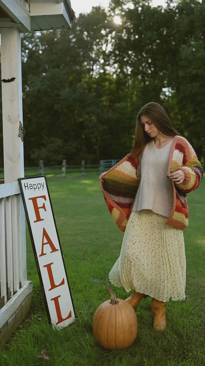 Rainbow Hand-Crochet Open Cardigan