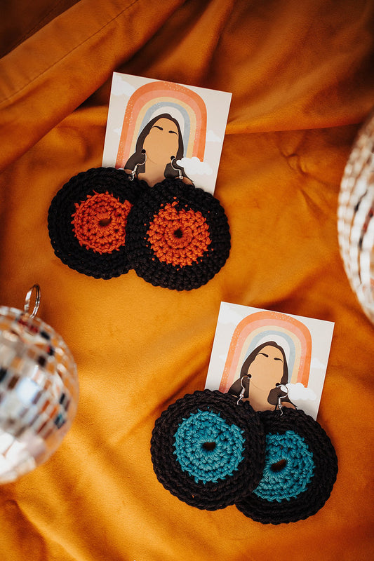 Record Crochet Earrings (2 Colors)
