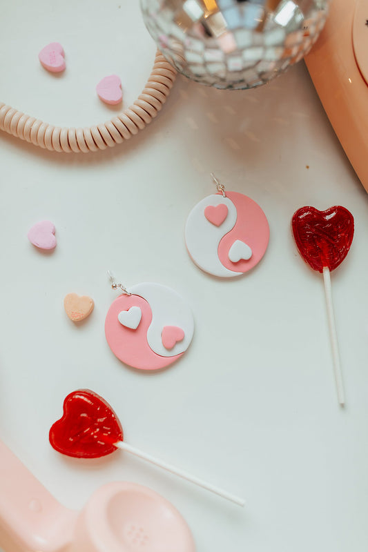 Yin Yang Heart Earrings