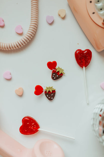 Sprinkled Chocolate Strawberry Clay Earrings
